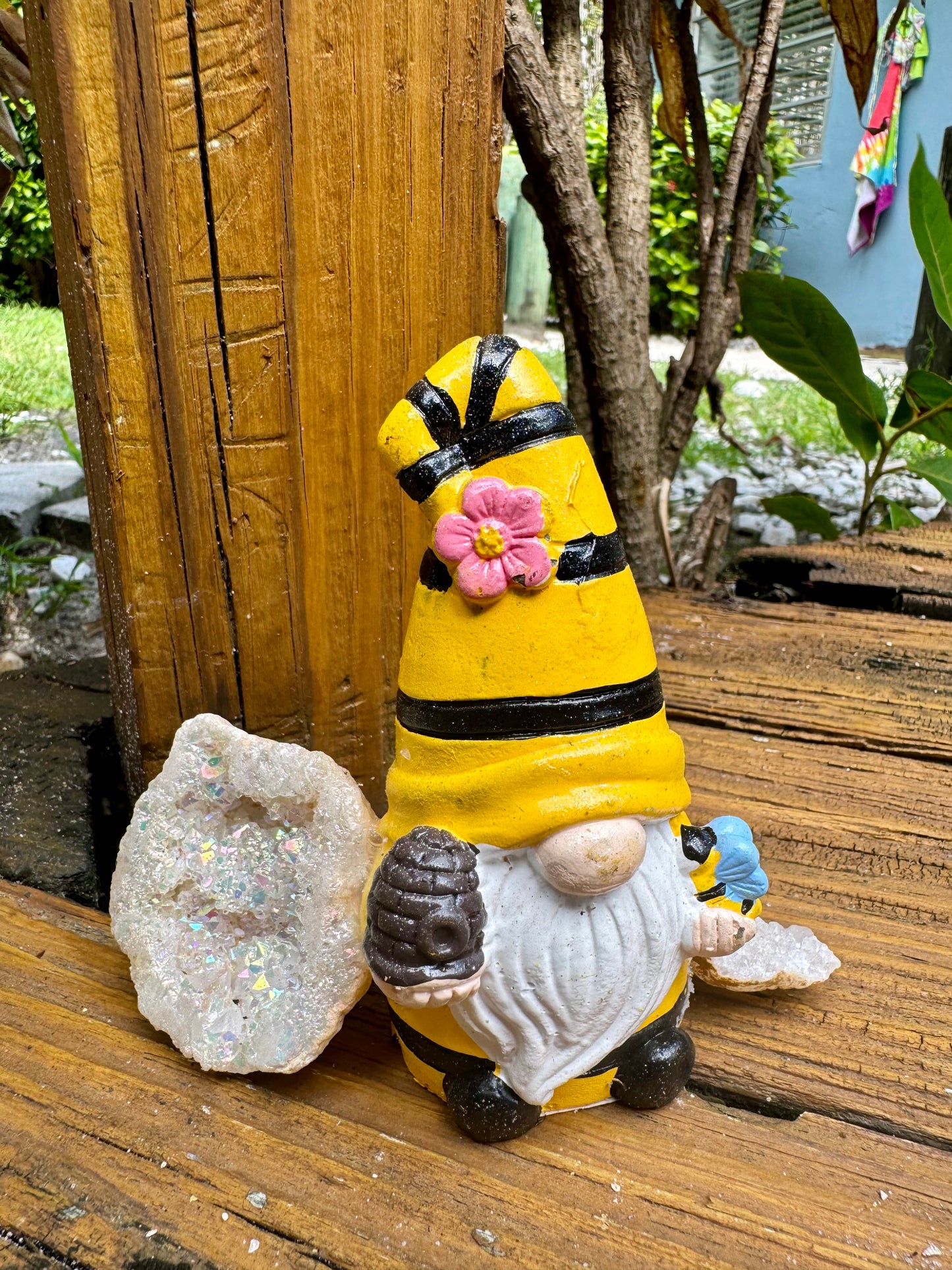 Crystal Bee Keeper Gnome